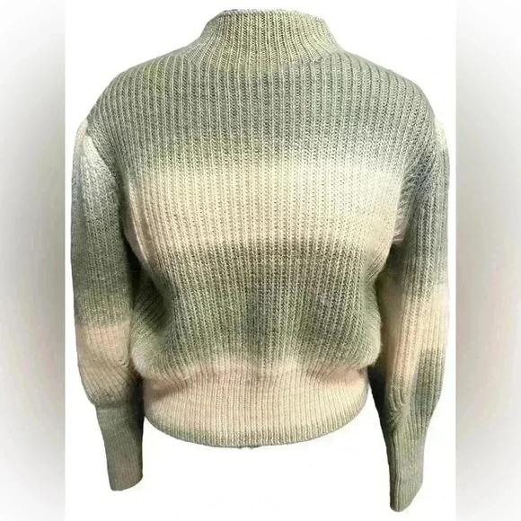 It’s Our Time Striped Cropped Lantern Sleeve Sweater Size Large - Picture 1 of 8